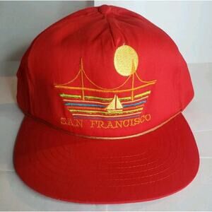 Vintage Snapback San Francisco Golden Gate Bridge Hat Cap Sail Boat 70s 80s